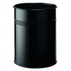 Cheap Stationery Supply of Durable Bin Round Metal Perforated 15 Litre Capacity 30mm Rim Black 3300/01 015926 Office Statationery