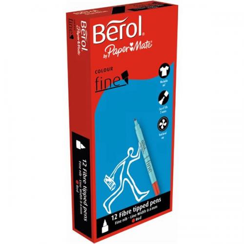 Berol Colour Fine Pens Line Width (Red) Pack of 12 S0376440