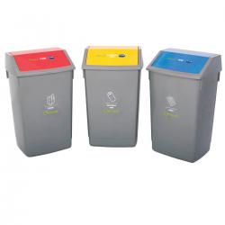 Cheap Stationery Supply of Recycle Bin Kit 3x 60 Litre Bins with Colour Coded Lids Flip Top 505576 Pack of 3 04186X Office Statationery