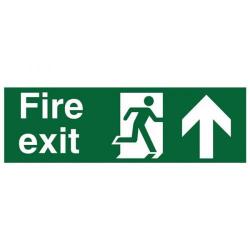 Cheap Stationery Supply of Stewart Superior SP129SAV Self-Adhesive Vinyl Sign (450x150mm) - Fire Exit (Straight Up Arrow) SP129SAV Office Statationery