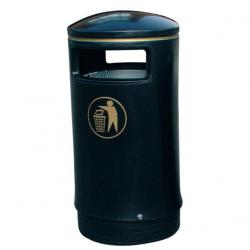 Cheap Stationery Supply of Outdoor Hooded Top Bin 110 Litres Easy Clean Black and Gold 124499 Office Statationery