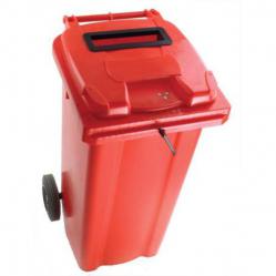Cheap Stationery Supply of Wheeled Bin UV Stabilised Polyethylene with Rear Wheels Lid Lock 120 Litre Capacity 480x555x930mm Red 124536 Office Statationery