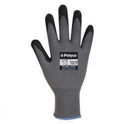 Cheap Stationery Supply of Polyco Polyflex Grip 8009GR (Size 9) Seamless Nylon Gloves Nitrile Dot Palm (Grey) 8009GR Office Statationery
