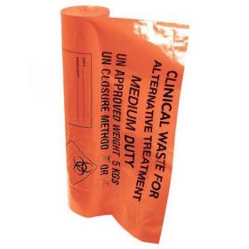 Heavy Duty (8kg/90L) Clinical Waste Bags (Orange) 1 x Roll of 50 Bags ATHD/8