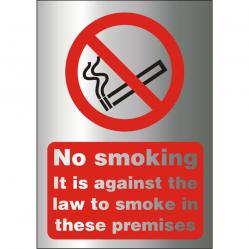 Cheap Stationery Supply of BrushedAlu Effect Sign 2mm Against The Law To Smoke Premises BACSB003150x200 *Up to 10 Day Leadtime* 135633 Office Statationery
