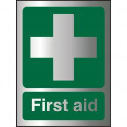 Cheap Stationery Supply of Brushed Aluminium Effect Acrylic Sign 2mm 150x200 First Aid BACSP310-150x200 *Up to 10 Day Leadtime* 135635 Office Statationery