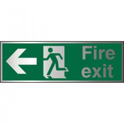 Cheap Stationery Supply of Brushed Alu Sign 1.5mm S/A FireExit Man Running&Arrow Left BASP120450x150 *Up to 10 Day Leadtime* 135652 Office Statationery