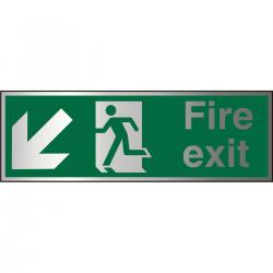 Cheap Stationery Supply of Brushed Alu Sign 1.5mm S/A FireExit Man Run Left&Arrow BASP122*Up to 10 Day Leadtime* 135654 Office Statationery