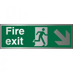 Cheap Stationery Supply of BrushedAlu Sign 1.5mm S/A FireExit Man Run Right&Arrow BASP123*Up to 10 Day Leadtime* 135655 Office Statationery