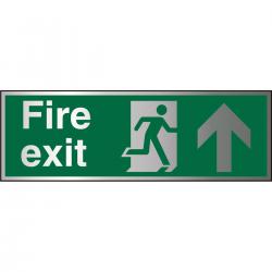 Cheap Stationery Supply of Brushed Alu Sign 1.5mm S/A FireExit Man Run Rght&Arrw Up BASP129*Up to 10 Day Leadtime* 135657 Office Statationery