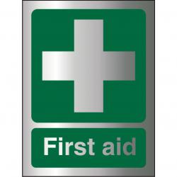 Cheap Stationery Supply of Brushed Alu Comp Sign 150x200 1.5mm Alu S/A backing First Aid BASP310150x200 *Up to 10 Day Leadtime* 135658 Office Statationery