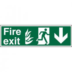 Cheap Stationery Supply of NHS Sign 600x200 1mm FireExit Man Running Right&Arrow Down HSP124SRP600x200 *Up to 10 Day Leadtime* 135933 Office Statationery