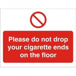 Cheap Stationery Supply of Prohibition Sign 300x400 Do not drop cigarette ends on floor P107SRP400x300 *Up to 10 Day Leadtime* 136135 Office Statationery