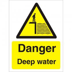 Cheap Stationery Supply of Warning Sign 300x400 1mm Plastic Danger - Deep water W0180SRP-300x400 *Up to 10 Day Leadtime* 136413 Office Statationery