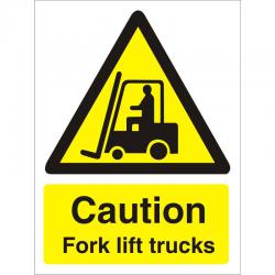Cheap Stationery Supply of Warning Sign 300x400 1mm Plastic Caution - Fork lift trucks W0183SRP-300x400 *Up to 10 Day Leadtime* 136419 Office Statationery