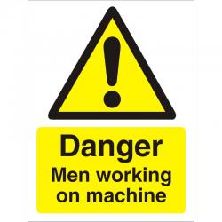Cheap Stationery Supply of Warning Sign 300x400 Plastic Danger Men working on machine W0239SRP300x400 *Up to 10 Day Leadtime* 136485 Office Statationery
