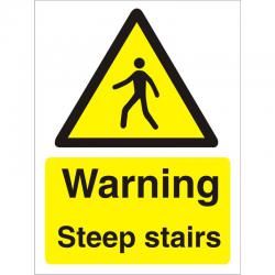 Cheap Stationery Supply of Warning Sign 300x400 1mm Plastic Warning - Steep stairs W0249SRP-300x400 *Up to 10 Day Leadtime* 136494 Office Statationery