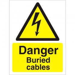 Cheap Stationery Supply of Warning Sign 300x400 1mm Plastic Danger - Buried cables W0262SRP-300x400 *Up to 10 Day Leadtime* 136506 Office Statationery