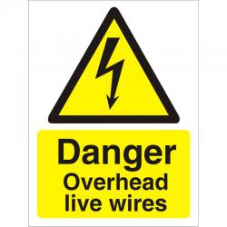 Cheap Stationery Supply of Warning Sign 300x400 1mm Plastic Danger Overhead live wires W0263SRP300x400 *Up to 10 Day Leadtime* 136508 Office Statationery