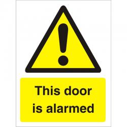 Cheap Stationery Supply of Warning Sign 300x400 1mm Plastic This door is alarmed W0280SRP-300x400 *Up to 10 Day Leadtime* 136516 Office Statationery