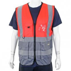 Cheap Stationery Supply of BSeen High-Vis Two Tone Executive Waistcoat Medium Red/Grey HVWCTTREGYM *Up to 3 Day Leadtime* 140351 Office Statationery