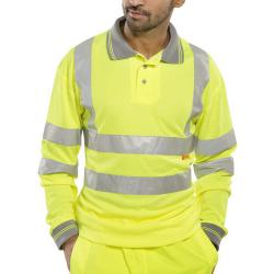 Cheap Stationery Supply of B-Seen Polo Long Sleeved Hi-Vis EN ISO20471 L Saturn Yellow BPKSLSENSYL *Up to 3 Day Leadtime* 143646 Office Statationery