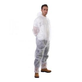 SuperTouch (Small) Coverall Non-Woven PP Disposable with Zip Front (White) 17401