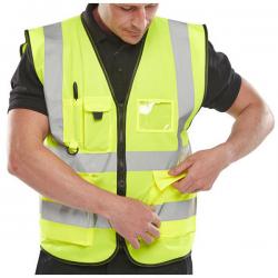 Cheap Stationery Supply of B-Seen Executive High Visibility Waistcoat Medium Saturn Yellow WCENGEXECM *Up to 3 Day Leadtime* 148685 Office Statationery