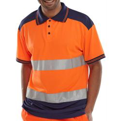 Cheap Stationery Supply of BSeen Polo Shirt Hi-Vis Polyester Two Tone L Orange/Navy CPKSTTENORL *Up to 3 Day Leadtime* 151055 Office Statationery