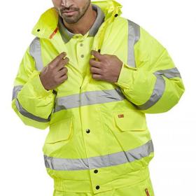 SuperTouch (Large) High Visibility Standard Jacket Storm Bomber with Warm Padded Lining (Yellow) 36843