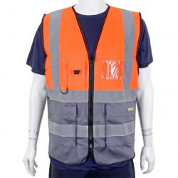 Cheap Stationery Supply of BSeen High-Vis Two Tone Executive Waistcoat Medium Orange/Grey HVWCTTORGYM *Up to 3 Day Leadtime* 153578 Office Statationery