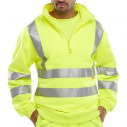 Cheap Stationery Supply of B-Seen Sweatshirt Quarter Zip Hi-Vis 280gsm L Saturn Yellow BSZSSENSYL *Up to 3 Day Leadtime* 162717 Office Statationery