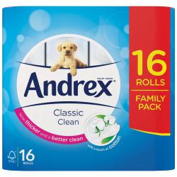 Cheap Stationery Supply of Andrex Classic Clean Toilet Rolls 2-ply 24.8m White 1102122 Pack of 16 162826 Office Statationery