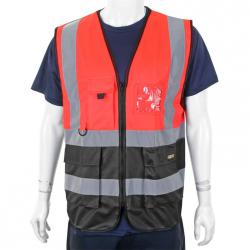 Cheap Stationery Supply of BSeen High-Vis Two Tone Executive Waistcoat Medium Red/Black HVWCTTREBLM *Up to 3 Day Leadtime* 165123 Office Statationery