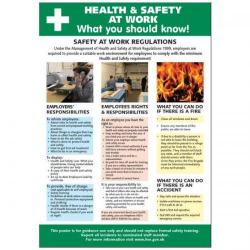 Cheap Stationery Supply of Stewart Superior HS106 Laminated Sign (420x595mm) - Health and Safety at Work What You Should Know! HS106 Office Statationery