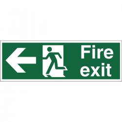 Cheap Stationery Supply of Stewart Superior Fire Exit Sign Man and Arrow Left W450xH150mm Self-adhesive Vinyl SP120SAV 256663 Office Statationery