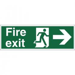 Cheap Stationery Supply of Stewart Superior Fire Exit Sign Man and Arrow Right W450xH150mm Self-adhesive Vinyl SP121SAV 256689 Office Statationery