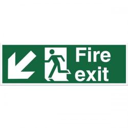 Cheap Stationery Supply of Stewart Superior SP122SAV Self-Adhesive Vinyl Sign (450x150mm) - Fire Exit (Diagonal Down Left Arrow) SP122SAV Office Statationery