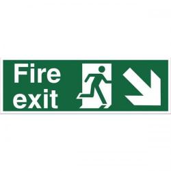 Cheap Stationery Supply of Stewart Superior SP123SAV Self-Adhesive Vinyl Sign (450x150mm) - Fire Exit (Diagonal Down Right Arrow) SP123SAV Office Statationery
