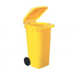 Cheap Stationery Supply of Wheelie Bin High Density Polyethylene with Rear Wheels 120 Litre Capacity 480x560x930mm Yellow 272085 Office Statationery