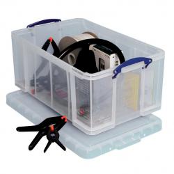 Cheap Stationery Supply of Really Useful Storage Box Plastic Lightweight Robust Stackable 64 Litre W440xD710xH310mm Clear 64C 287129 Office Statationery