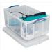 Really Useful Storage Box Plastic Lightweight Robust Stackable 64 Litre W440xD710xH310mm Clear Ref 64C