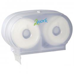 Cheap Stationery Supply of 2Work Micro Twin Toilet Roll Dispenser White 2W06438 2W06438 Office Statationery