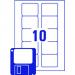 Avery Diskette Labels Laser 3.5 inch Disk 10 per Sheet 70x52mm White Ref L7666-25 [250 Labels] 369907