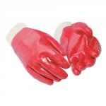 Knitted Wrist Gloves Cotton and PVC Large Red (12 Pairs) 23323