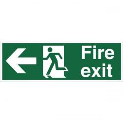 Cheap Stationery Supply of Stewart Superior NS001 Self Adhesive Vinyl Sign (600x200mm) - Fire Exit (Left Arrow) NS001 Office Statationery
