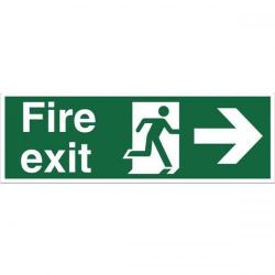 Cheap Stationery Supply of Stewart Superior NS002 Self Adhesive Vinyl Sign (600x200mm) - Fire Exit (Right Arrow) NS002 Office Statationery