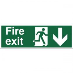 Cheap Stationery Supply of Stewart Superior NS007 Self Adhesive Vinyl Sign (600x200mm) - Fire Exit (Down Arrow) NS007 Office Statationery