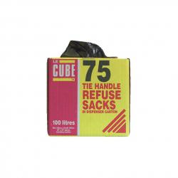 Cheap Stationery Supply of Le Cube Refuse Sacks with Tie Handle in Dispenser Box 100L 1474x1066mm Black 0481 Pack of 75 43061X Office Statationery