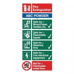 Cheap Stationery Supply of Stewart Superior FF092SAV Self-Adhesive Vinyl Sign (100x200mm) - ABC Powder Fire Extinguisher FF092SAV Office Statationery